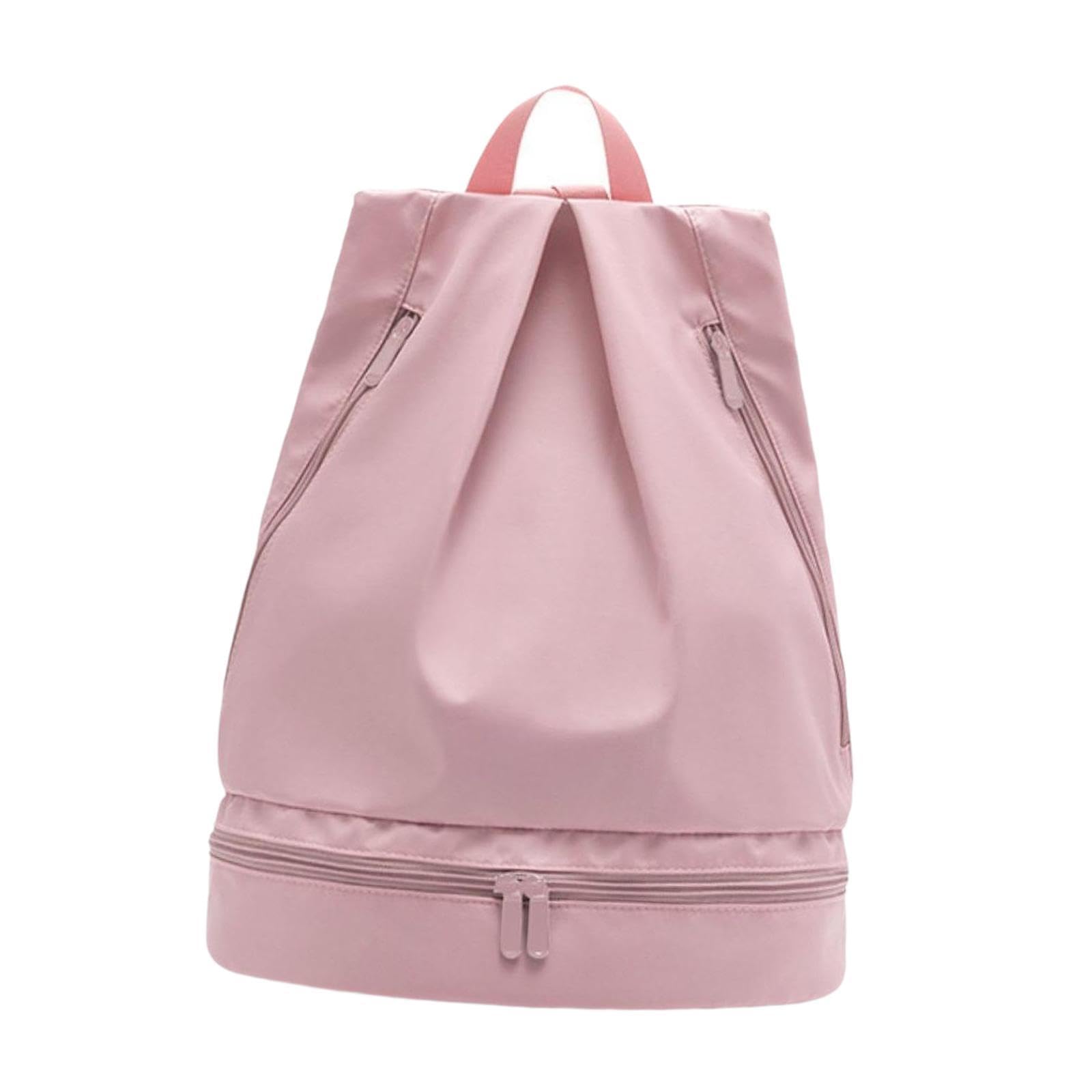 Mochila con Cordón Ajustable, Mochila de Natación con Bolsillo Organizador para Ropa Mojada, Bolsa de Lona Deportiva, Mochila para Viajes Y Actividade, Pink L