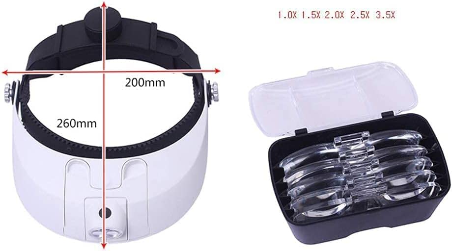 Lupa De Aumento, Lupa De Diadema con Doble Lente, Lámpara De Aumento para Lectura, Joyería, Relojería, Reparación Electrónica Y Trabajos De Precisión.