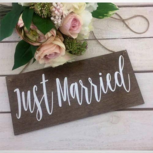 EricauBird Letrero de boda con texto en inglés "Just Married" Cover