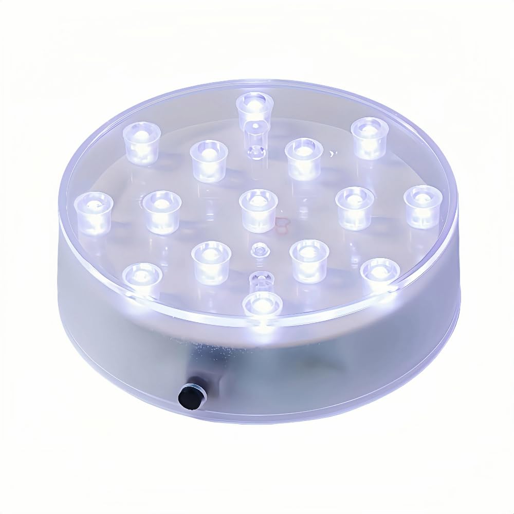Simplelight 4 Inch Round LED Light Base- Perfect for Glass Art, Ideal Led Display for Vases, Centerpieces (4inch LED Vase Base Light, White)