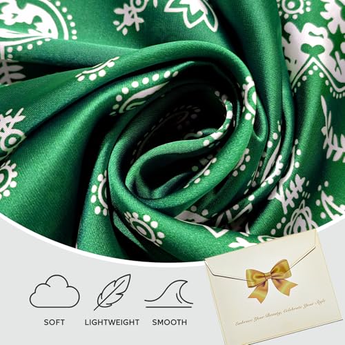 Seawhisper Premium Printed Satin Silk-Like Head Scarf for Women Square Hair Scarf Bandanas for Women 26 Inches3