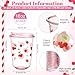 LemonRoad 50 Sets Cherry Clear Plastic Cups with Lids & Straws 16 oz Pink Party Tumblers for Iced Coffee, Smoothies, Juice & More Cute Disposable Pet Mugs for Birthdays & Gatherings