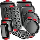 Nutrichef w/Heat Red Silicone Handles, Oven Safe, 10 Piece Set, Cookie Sheet