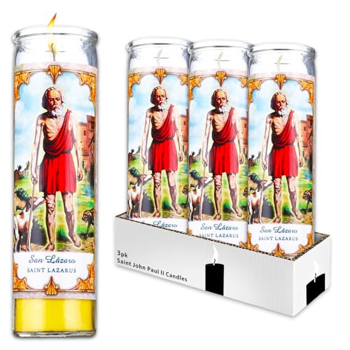 Saint Lazarus Religious Candle Set - Bundle of 3 San Lazaro 8