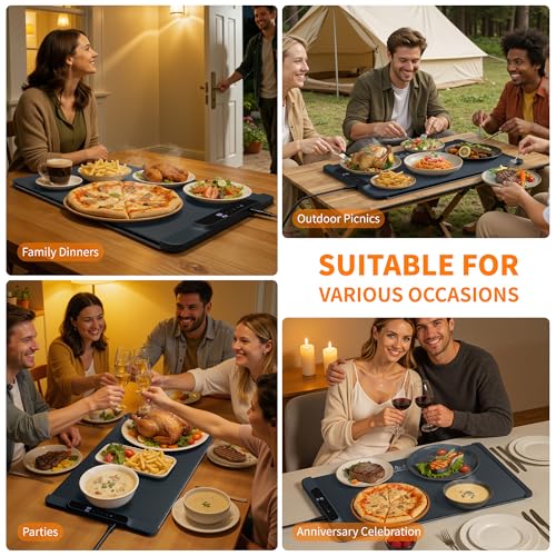 HOTEAGLE Food Warming Mat with Heat Resistant Pad for Family Dinner 26"x15" - image 9