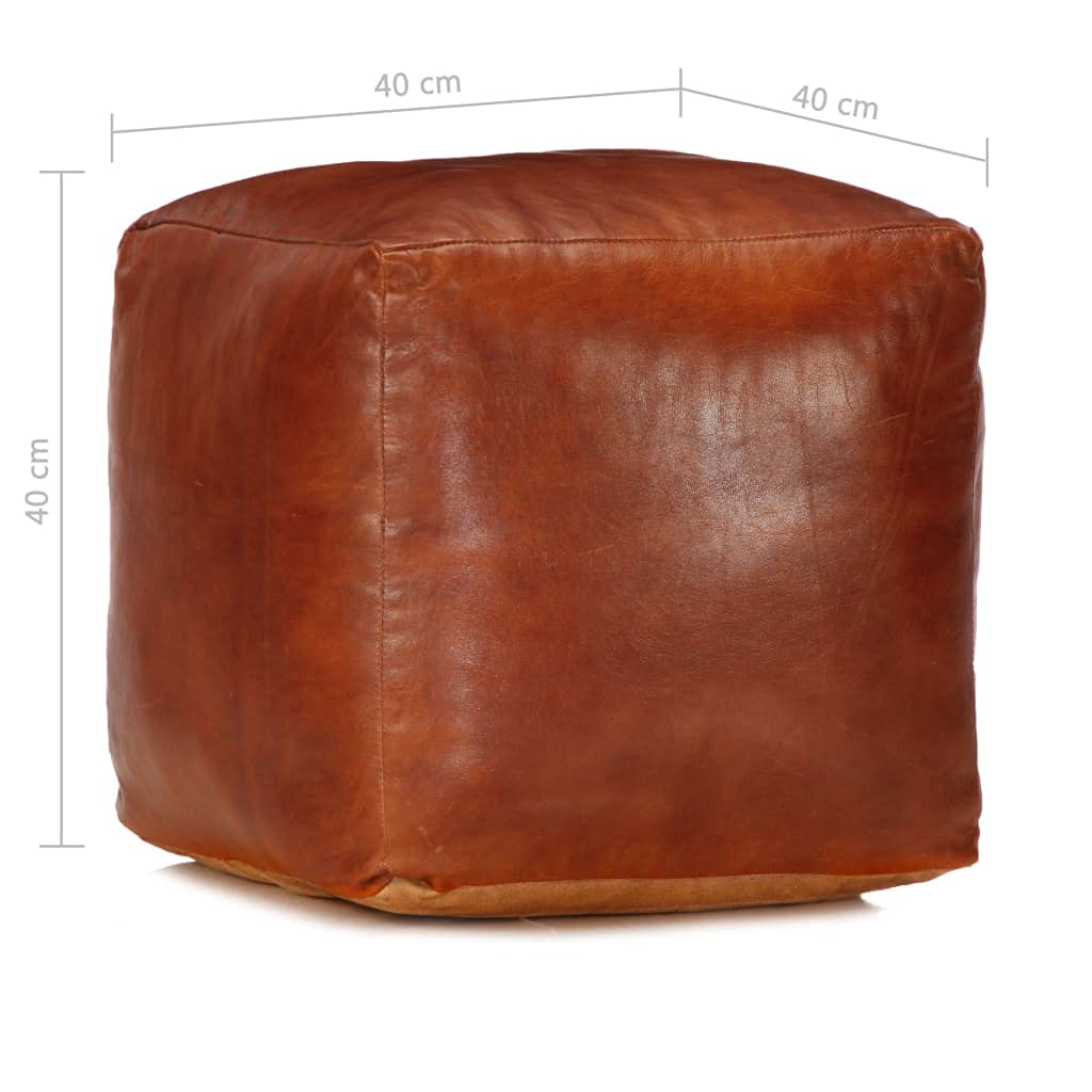 Genérico Puf 40x40x40 cm Cuero Genuino de Cabra,Otomanas-248126