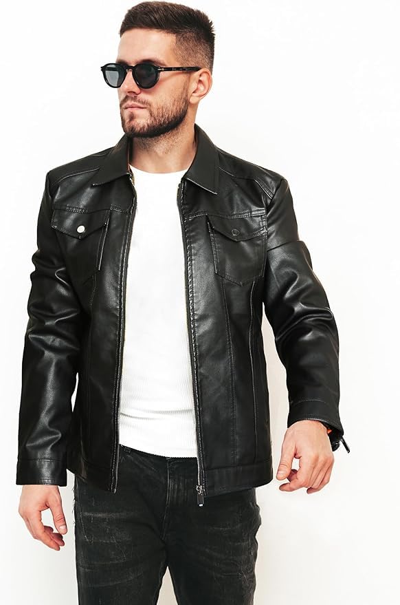 Buy Leather Jacket For Men Biker (IN, Alpha, XS), Standard Length