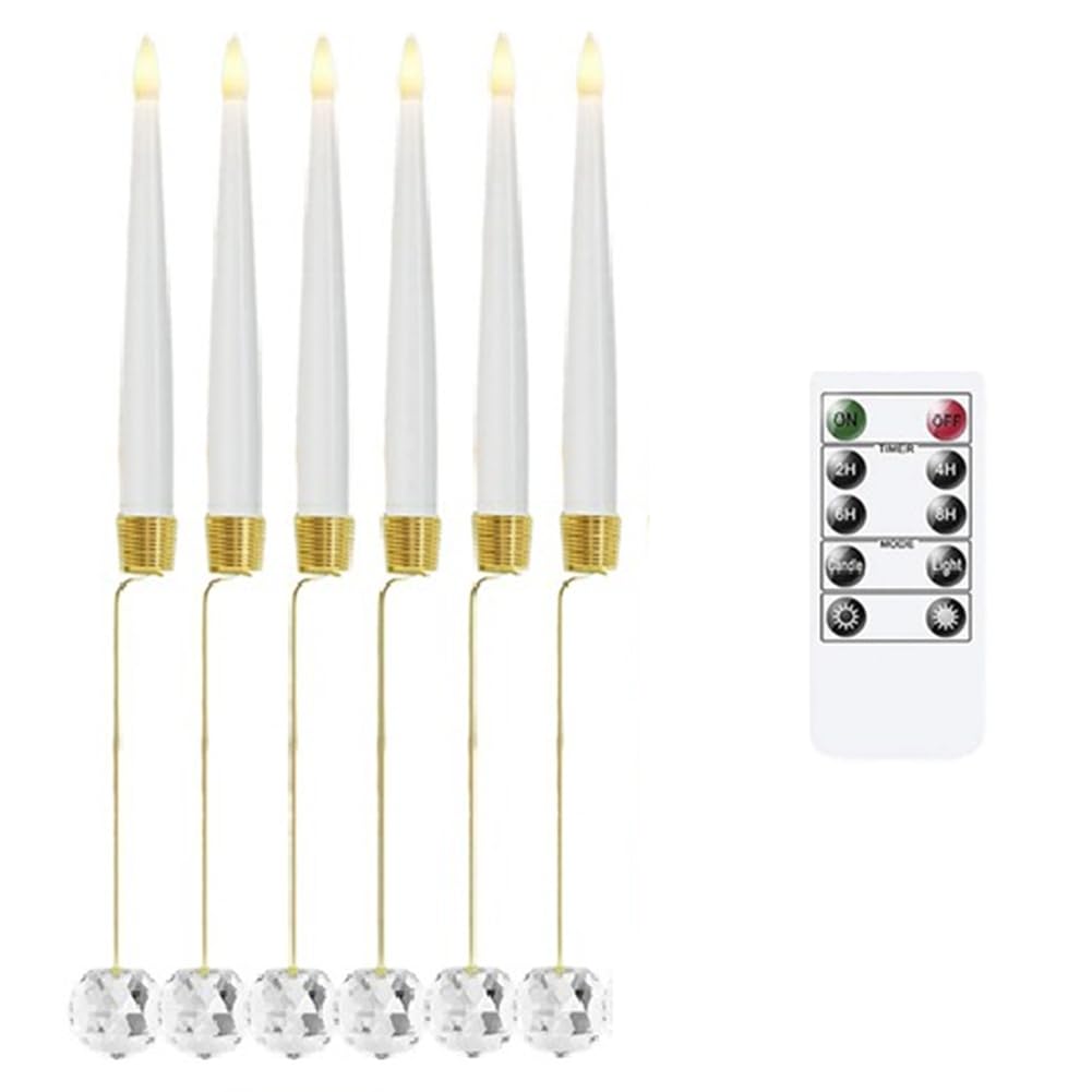 IJSDNVJNDX Christmas Tree Ornaments, 6 LED Candles, Flameless Warm Light Candlesticks, Indoor Festive Decorations