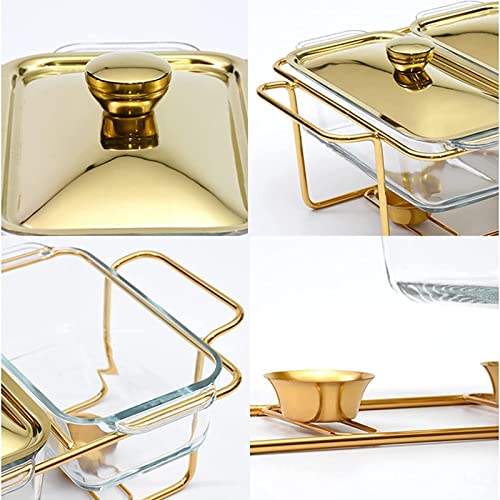 Chafing Dish Buffet-Set, rechteckig, Edelstahl, Chafers und Buffet-Wärmer Sets mit Tabletts, Pfannendeckel, Rahmenständer für Küche, Party, Bankett, 3 x 1,5 l – Bild 7