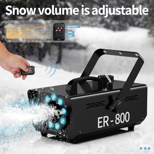tepu 800w snow maker machines for indoor outdoors adjustable snowflake size with 9 color lights indoor and outdoor use snow maker machines for indoor outdoors for parties eventsblack