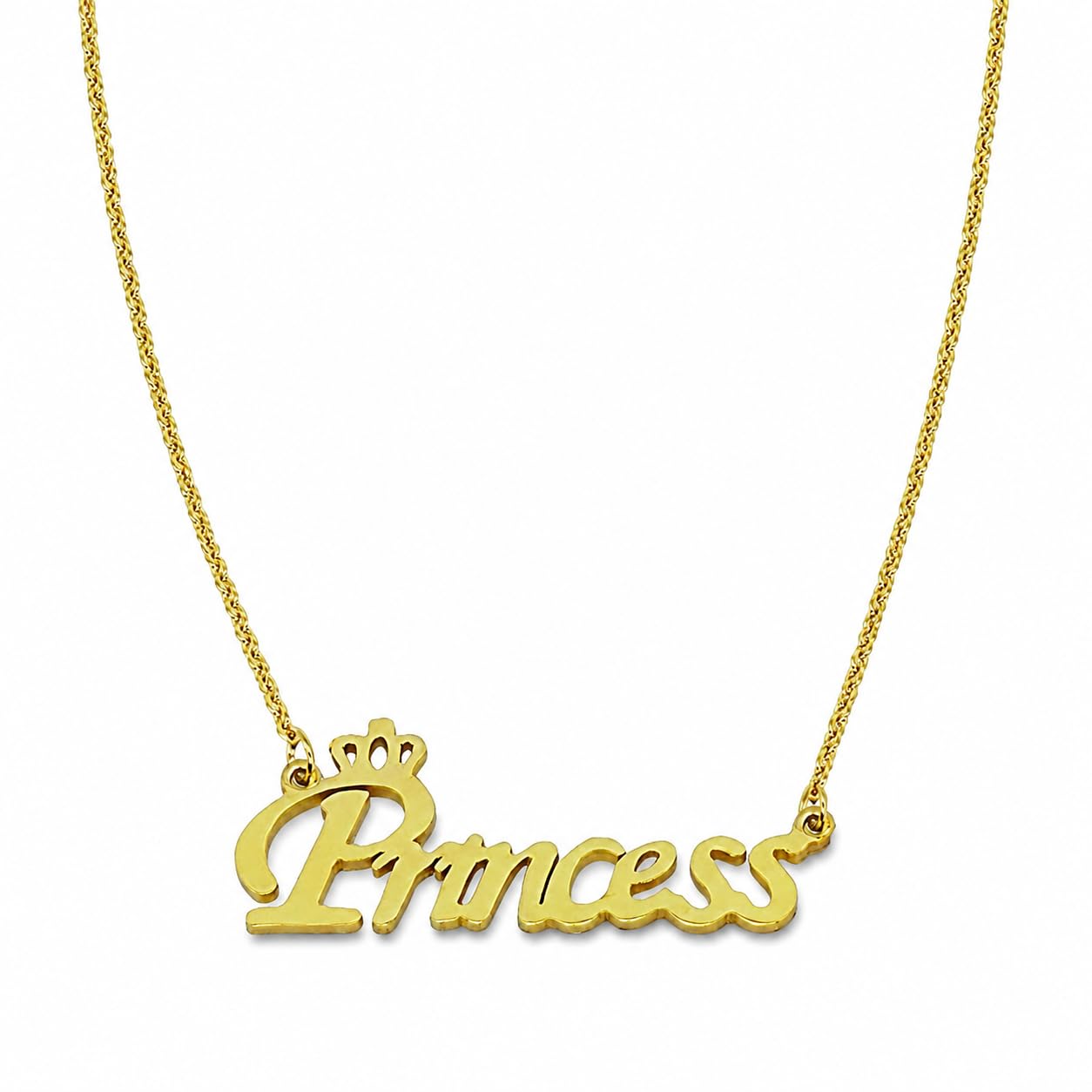 sullery Valentine Gift Princess Letter Locket with Chain Gold Stainless Steel Necklace Pendant for Men and Women-picture-10