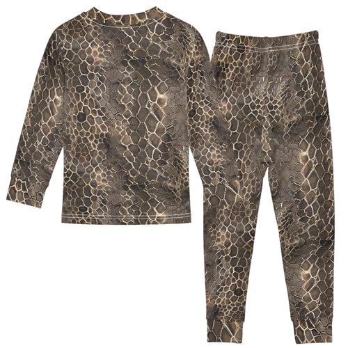 ALAZA Brownness Snake Skin Print 1 Pajama Set Pijamas Para Niños Long Sleeve Sleepwear2