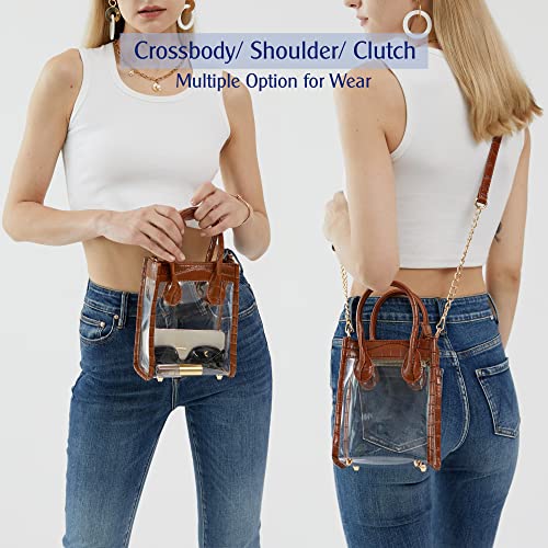 Hoxis Clear Pvc Shoulder Handbag Women Crocodile Vegan Leather Mini Tote Cross Body Bag Purse thumb #4