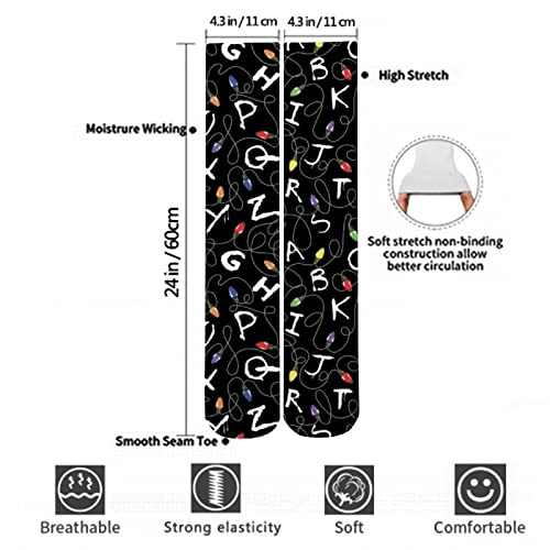 Letter Black Art Women's Over Knee High Stockings Sexy Thigh High Socks Long Casual Leg Warmers #TOP2