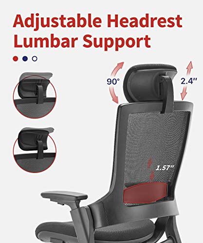 Clatina Ergonomic High Swivel Executive Chair With Adjustable Height Head 3D Arm Rest Lumbar Support And Upholstered Back For Home Office Black Mesh 2 Pack #TOP5