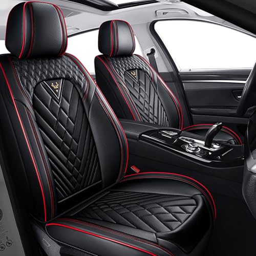 Image of Car Seat Covers Front Seats for Kia Telluride 2020-2026, Anti-Slip Full Coverage Car Seat Covers, Waterproof Nappa Leather Car Seat Cover Sets(2 Seats /Black Red)