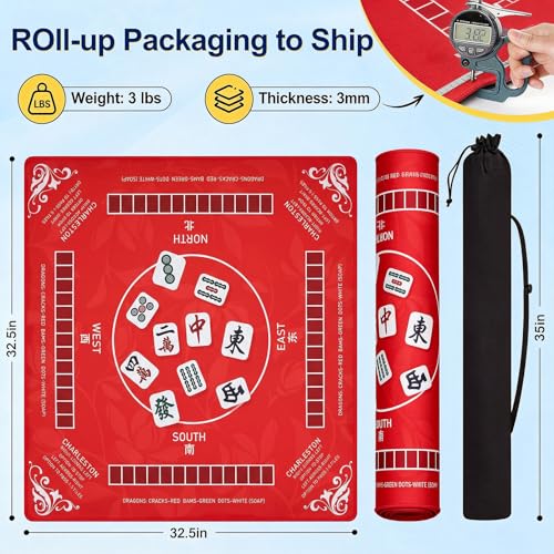 Tapete para Mahjong 32.4''x32.4'' con Bolsa, Antideslizante miniatura 6