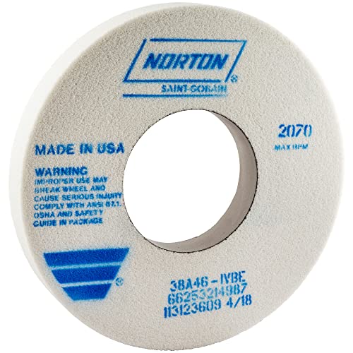 Norton 12" Dia. 1-1/2" Thick 5" Hole Size 46 Grit 38A Aluminum Oxide I Hardness Type 1 Surface Grinding Wheel