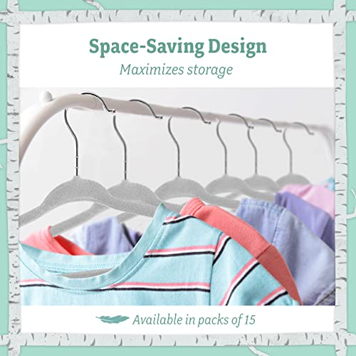 Baby Nest Designs Kids Plastic Velvet Hangers, Children Non-Slip Hangers Dividers For Nursery Closet Organizer - 15 Pack #TOP7
