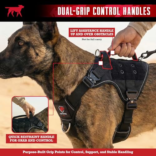 Tuff Pupper Elite Tactical Dog Harness | Dual Control Handles | Front & Back D-Rings | Fully Adjustable | Military Cobra Buckles | Heavy Duty Nylon Vest | Reflective MOLLE Dog Harness for Large Dogs - Image 4