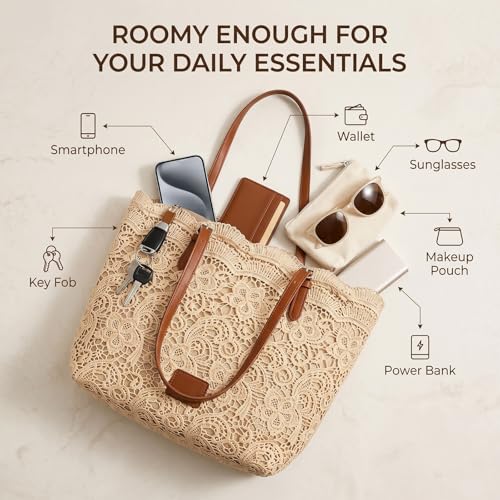 Bolso Vintage de Encaje y Hombro, Tote Boho Elegante miniatura 5
