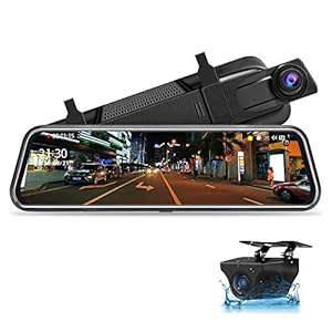 Jansite Autospiegel met achteruitrijcamera, 10 inch/24 cm, dashcam met touchscreen, Full HD, 1080 pixels, 10 m kabel…