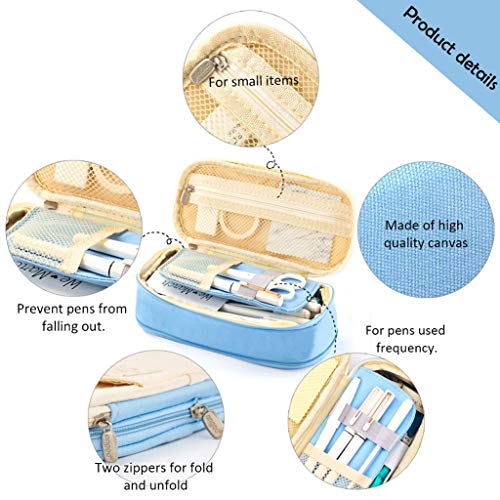 Large Capacity Pencil Case Make Up Pouch Canvas Storage Bag Organizer Holder Office Supplies - Image 3