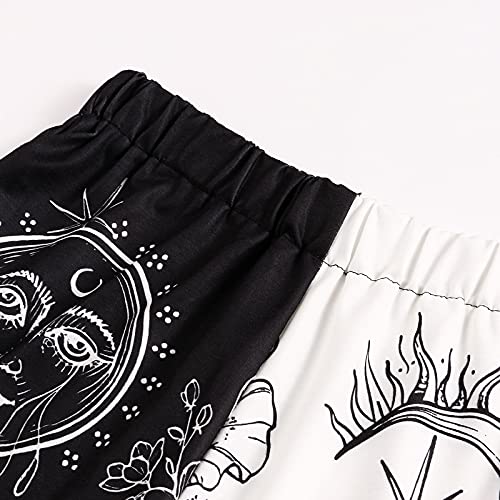 Amuver Women's Boho Hippie Harem Pants High Smocked Waist Printed Patchwork Sweatpants Yoga 90S Goth Baggy Casual Trousers4