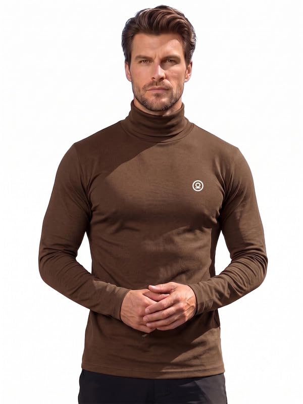 Image of CHKOKKO Winter Wear Cotton Plain Full Sleeve Turtle Neck Regular Fit T Shirt For Men