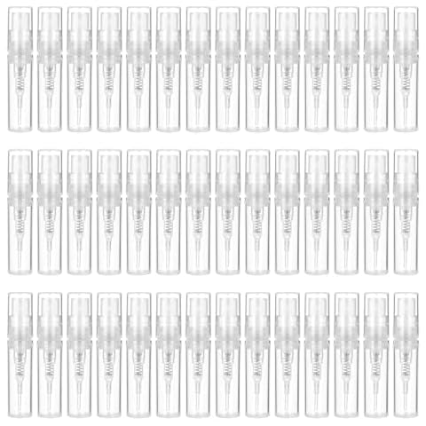 SENENQU 100 Stück 2ml Parfumzerstäuber Sprühflasche, Mini Feinnebel Sprühflasche Transparent, Leer Zerstäuber Sprühflaschen 2ml, Duftproben Fläschchen für Parfüm, Körperpflege Flüssigkeit, Kosmetik Cover