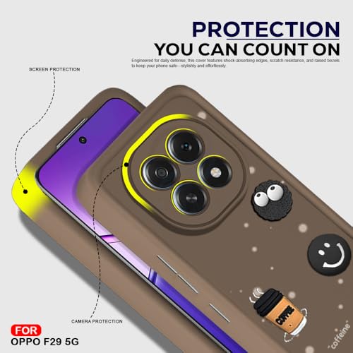 Image of AESTMO Back Case Cover for Oppo F29 5G | Cute Fun Cartoon 3D Ball | Coffee Silicone Case | Full Body Protection | Camera Protection Back Cover for Oppo F29 5G (Brown)