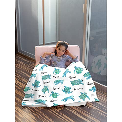 Personalized Blanket With Sportsman Turtle Custom Baby Name Blanket For Girl Boy Sea Turtle Customized Baby Blanket With Name For Toddler Newborn, Gift For Birthday Christmas 30"X40" For Crib -Xs #TOP2