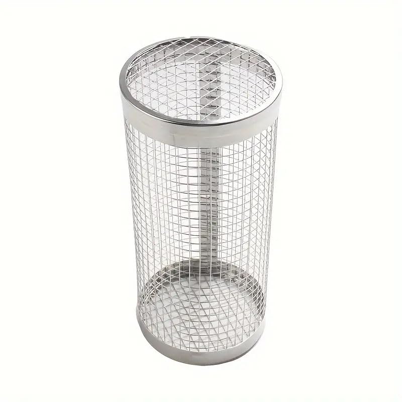 Rolling Grilling Baskets for Outdoor Grill BBQ Net Tube Stainless Steel Large Round Mesh Rotation Barbecue Cylinder for Veggies Vegetable Fish Meat Food Camping