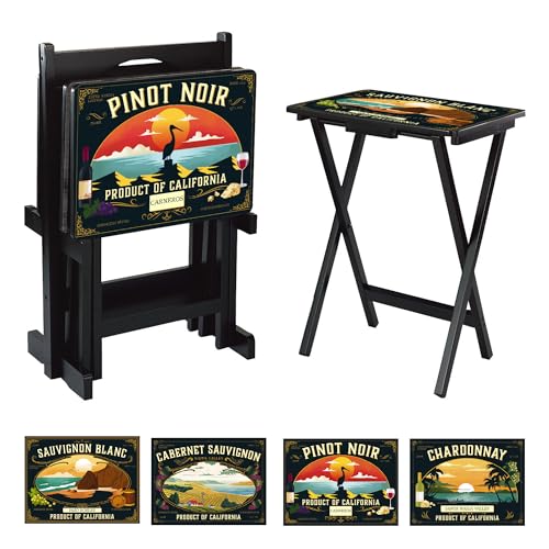 Capecraftsmenrectangulartvtraystablesetof4easyfoldingcouchtrayswithstoragerackdecorativeportabeservingtablesforhomeactivitiescalifornia Urban Country Home Decor Cape craftsmen rectangular tv trays table set of 4 easy folding couch trays with storage rack decorative portabe serving tables for home activities california urban country home decor