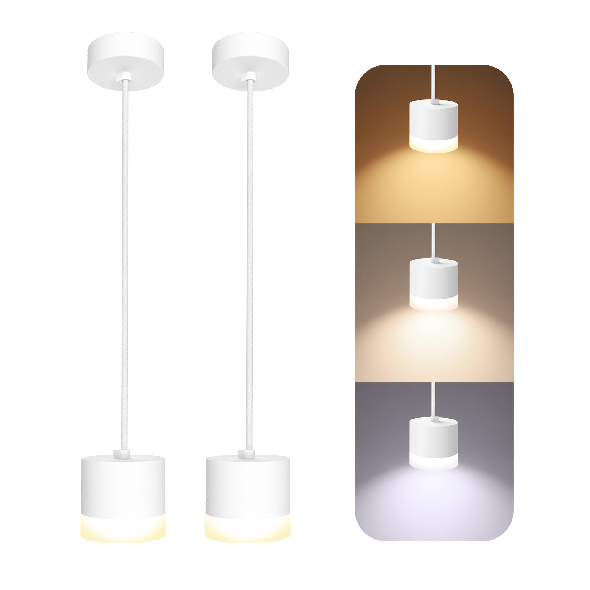 SSC-LUXon VORA Pendelleuchte 2er Set weiß GX53 3 Lichtfarben Leuchtring LED