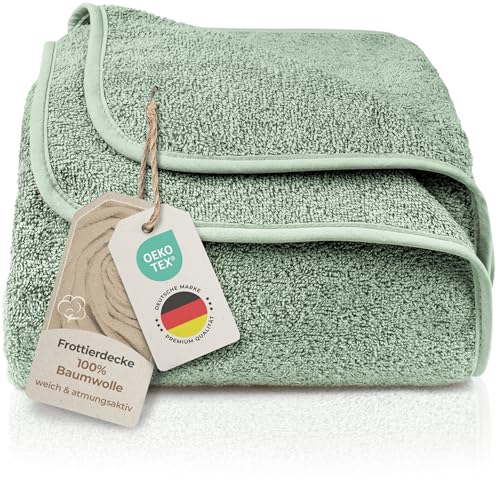 LAYNENBURG Premium Frottee Decke 150x200 cm - 100% Baumwolle - dünne & leichte Sommerdecke - Baumwolldecke als Sofa-Decke & Bettdecke - Frottierdecke & kühlende Sofa-Decke (Mint-grün)