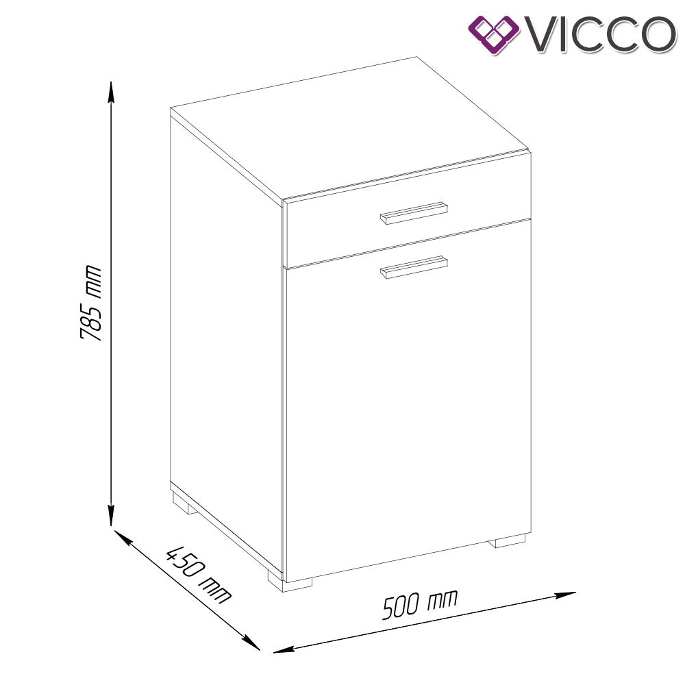 Vicco Mueble de baño Matteo, Blanco, 50 x 78.5 cm, con Cesta de Ropa integrada y solución de Almacenamiento