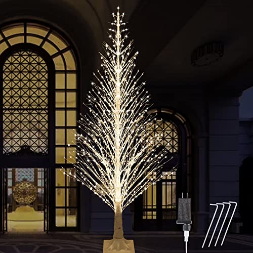 IJG 7FT Lighted Birch Tree 1000 LED Warm White Lights with Twinkle Lights, Twinkling or Steady...