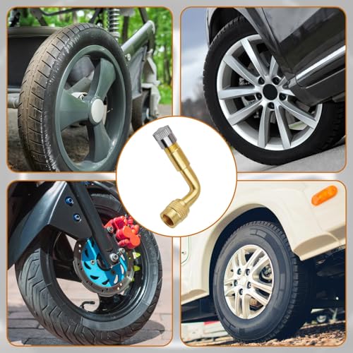 Image of 4 Pieces Valve Stem Extenders, Valve Extension 90 Degree Valve Stem Extensions ValveStem Adapter for Dual Wheels Passenger Cars, RV, Stroller, Bicycles, Motorcycles and Trailers