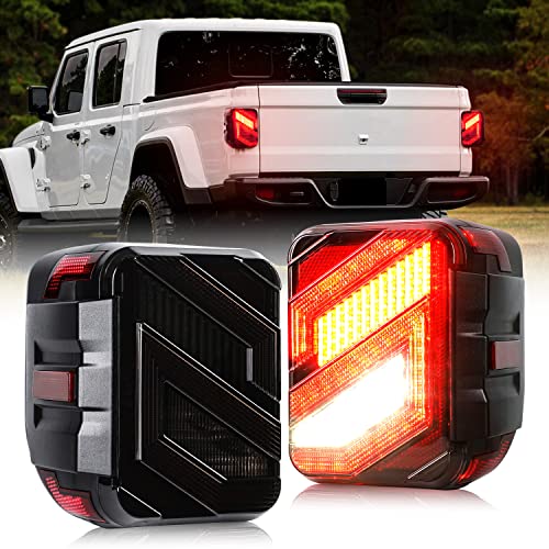 Image of LX-LIGHT Dark Smoke S Shape LED Tail Lights Brake Light Reverse Light Turn Signal Light Compatible with Jeep Gladiator JT 2019-2022
