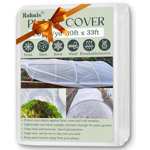 Rohuis Plant Covers Freeze Protection Winter, 10ftx33ft Frost Blanket Cloths for Outdoor Plants, Reusable Garden Floating Row Cover for Vegetables Tree, Gardening Gifts for Plant Lovers 10 x