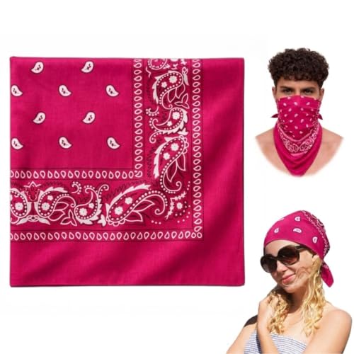 Image of VRONZO Unisex Soft Breathable 100% Cotton Bandana for Men & Women | Head Band for Men Bike Riding, Scarf for Men, Head Scarf for Women, Multi-Purpose Paisley Printed Square 50x50 cm