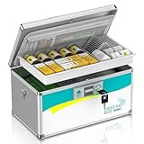 Glosen Medicine Lock Box,locking medicine box, Security Lock Boxes【Large 14x8.5x7.5 Inches with removable storage pocket】 lock box, First Aid Key Safe Box for Medication