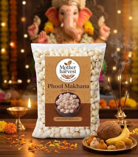Image of Mother harvest Prasadam Makhana Fox Nuts | No Added Artificial Flavours | No Added Preservatives | Phool Makhana 1KG (GW) | FREE MULTANI MITTI