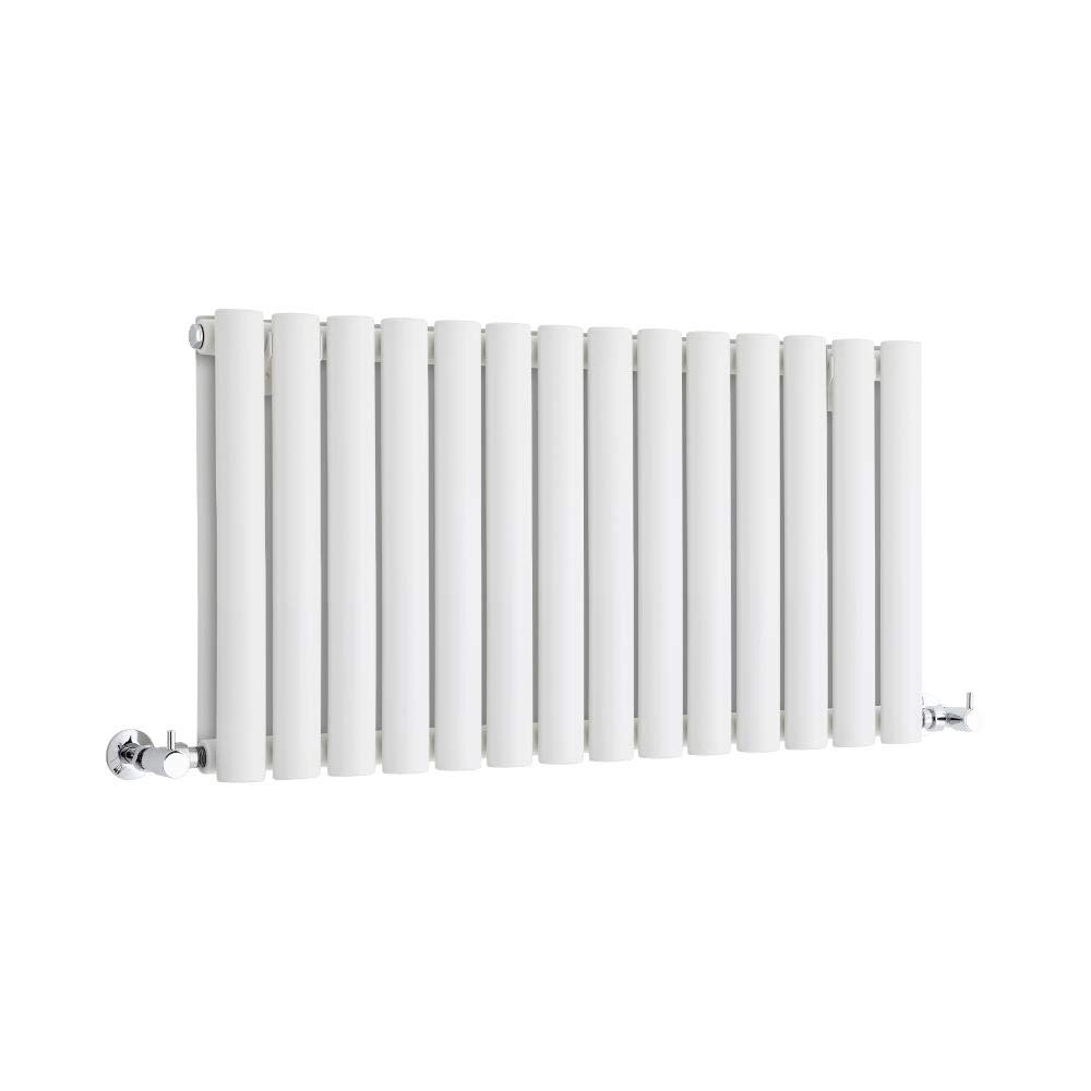 Milano White Aruba Horizontal Double Oval Panel Radiator - 400Mm X 826Mm
