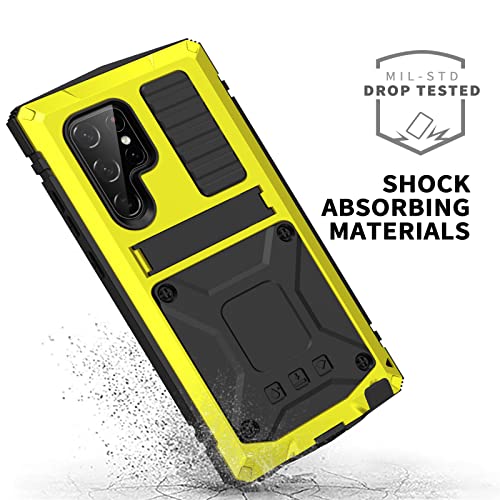 Coque en métal pour Samsung S24 Plus jaune robuste antichoc avec protection écran - 4