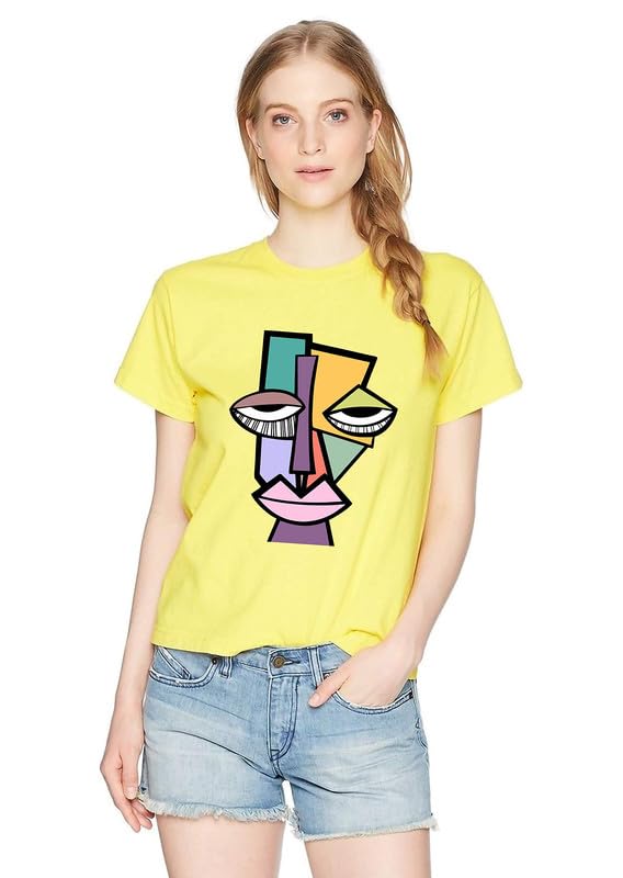 Image of VLAM Regular Fit Graphic Printed Faceart Tshirt for Women