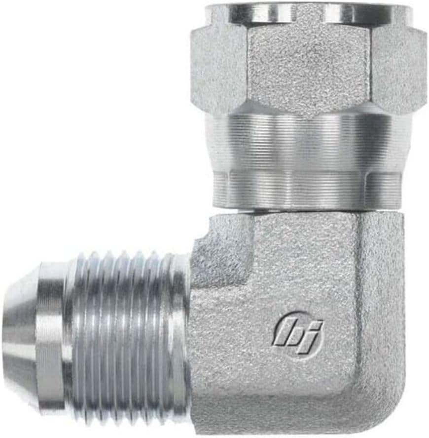 Brennan 6500-04-04-SS, Stainless Steel JIC Tube Fitting, 04MJ-04FJS 90 Degree Elbow, 1/4" Tube OD