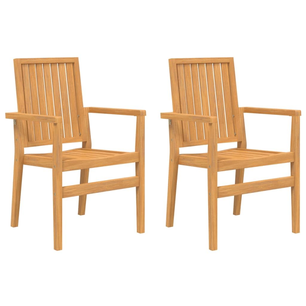 Set di mobili da giardino in teak, 110 x 110 cm, 2 sedie impilabili, salvaspazio, resistente alle intemperie