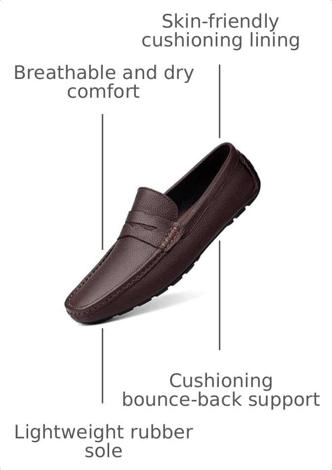 Image of MWX Men's Dress Loafers Black Mens Loafers Casual Slip on Shoes Fashion Soft Lightweight Boat Shoes